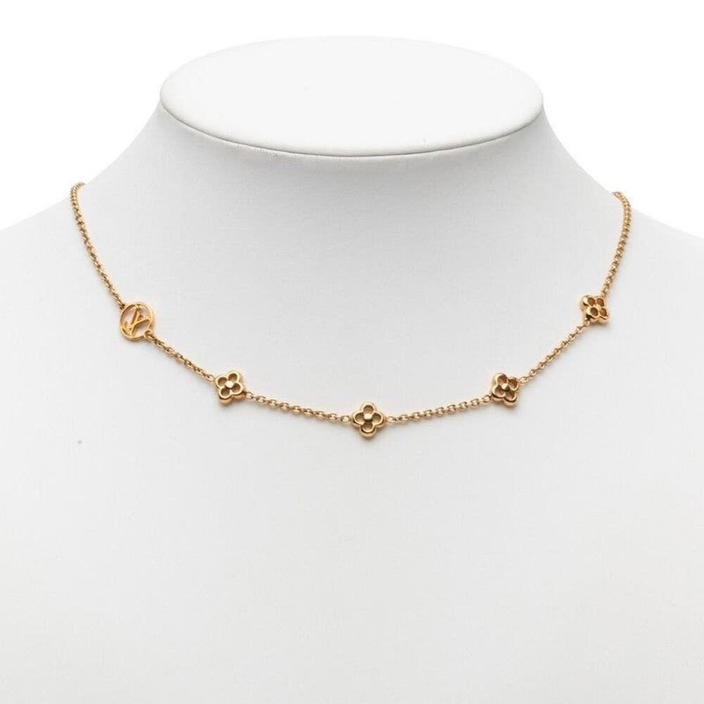 Louis Vuitton Monogram Flowerful Chain Necklace Gold Plated